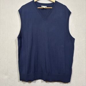 GAP  Men’s Italian Merino Wool Sweater Vest XL Navy Blue Quiet Luxury Academia